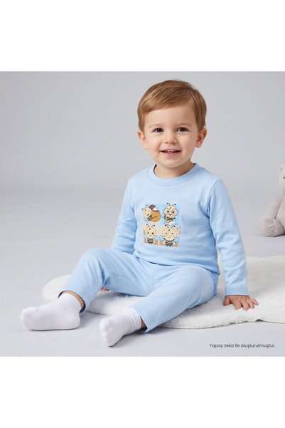 ebebek Hello Baby HelloBaby Erkek Bebek Pijama Takımı Hayvan Baskılı Bisiklet...