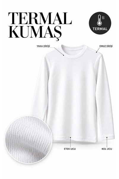 MERUE Unisex Termal Badi Uzun Kollu Bisiklet Yaka Kışlık İç Giyim – BEYAZ