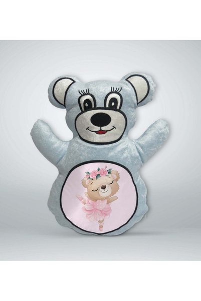 Bk Gift Blue Bear Pillow with Cute Teddy Bear Print - 2