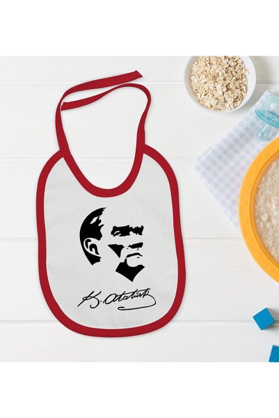 Bk Gift BK Kids Atatürk-Themed Red Baby Bib - 24