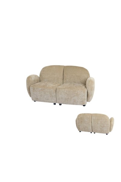 IN HOME STORE كنبة صغيرة مزدوجة بتصميم عصري ولون بيج هادئ