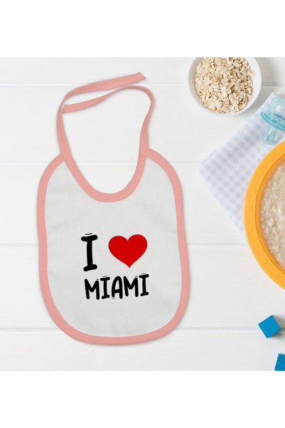 Bk Gift BK Kids "I Love Miami" Pink Baby Bib - Model 1