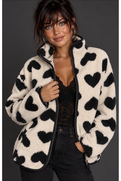 Be Best Jachetă de fleece pentru femei cu model alb BE562
