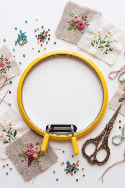 hobi dünyası evim MR Metal Medium-Sized Hoop, 14 cm - Aida Cloth Embroidered ...