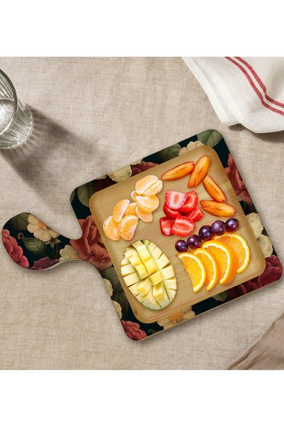 Bk Gift Square-Shaped Natural Wood Serving and Presentation Plate with Flower...