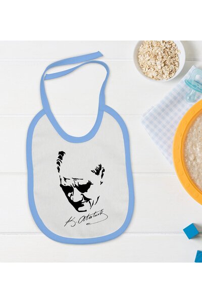 Bk Gift BK Kids Atatürk-Themed Blue Baby Bib - 25
