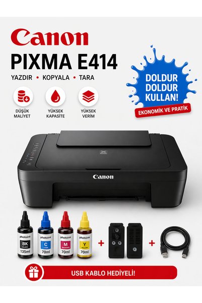 Canon PIXMA E414 Çok Fonksiyonlu Mürekkepli Yazıcı | Yazıcı, Tarayıcı, Fotoko...