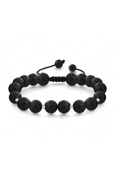 Jewelivery 18Kt Gold Volcano Stone Bracelet for Him ECB1Y7_white