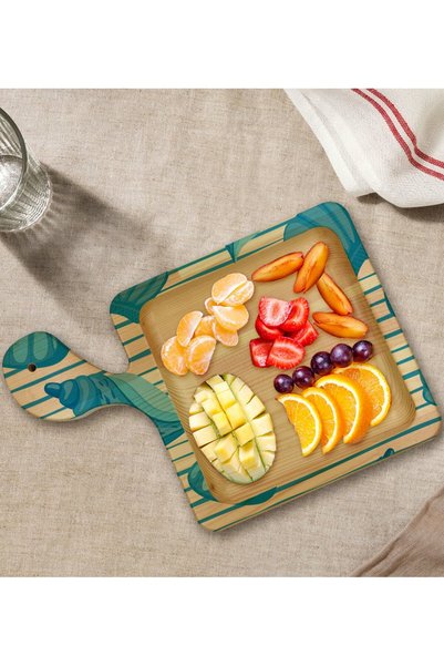 Bk Gift Square-Shaped Natural Wood Serving and Presentation Plate with Seashe...