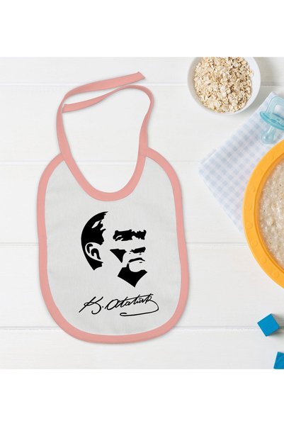 Bk Gift BK Kids Ataturk Themed Pink Baby Food Bib-24