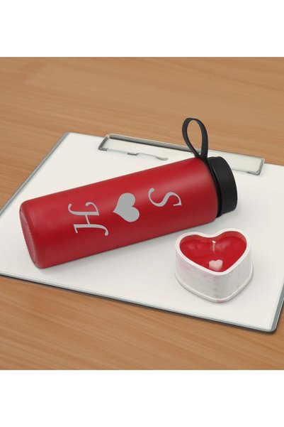 Bk Gift مجموعة هدايا خاصة للحبيب تتضمن قارورة زجاجية مزينة بالحروف الأولى من ...