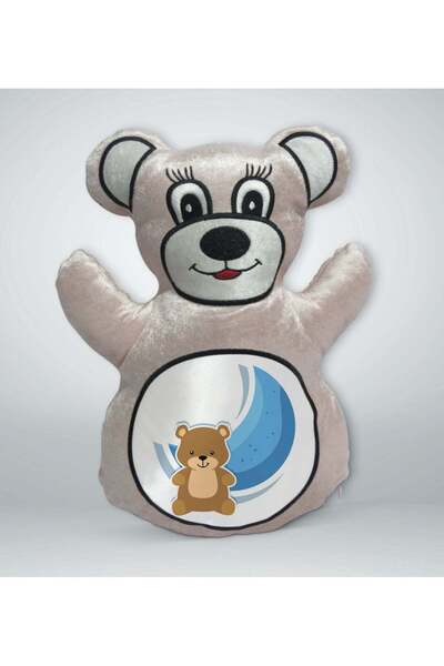 Bk Gift وسادة على شكل دب لطيف، بتصميم دب كريمي - 1