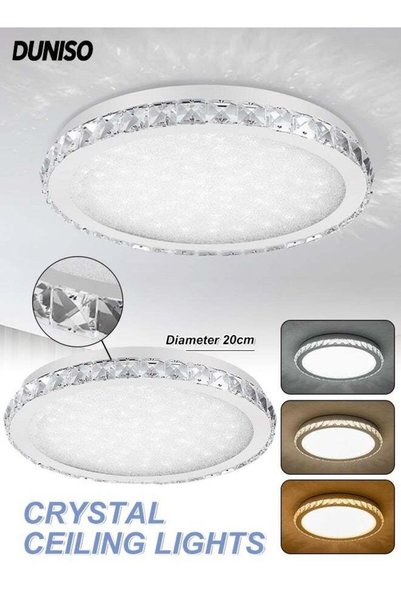Generic Brand DUNISO Crystal Ceiling Lights,Led Flush Mount Ceiling Light,Mod...
