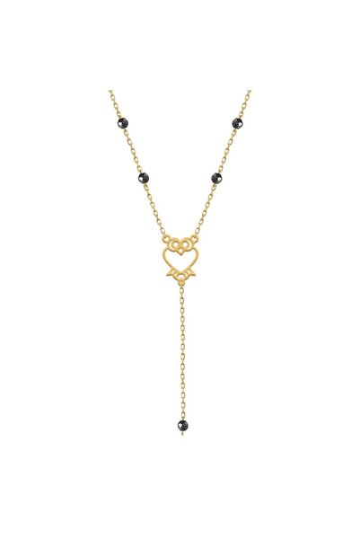 Jewelivery Owl 18Kt Gold Necklace with Hematite Stones | 5 Hematite Stones N1...