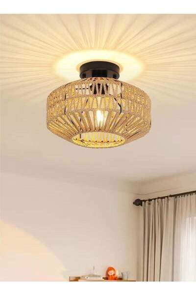 Generic Brand Bukela Rattan Light Fixtures Ceiling Mount Boho Ceiling Light F...