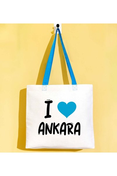 Bk Gift I Love Ankara Turquoise-Colored Handle Gabardine Fabric Bag 40x35cm, ...