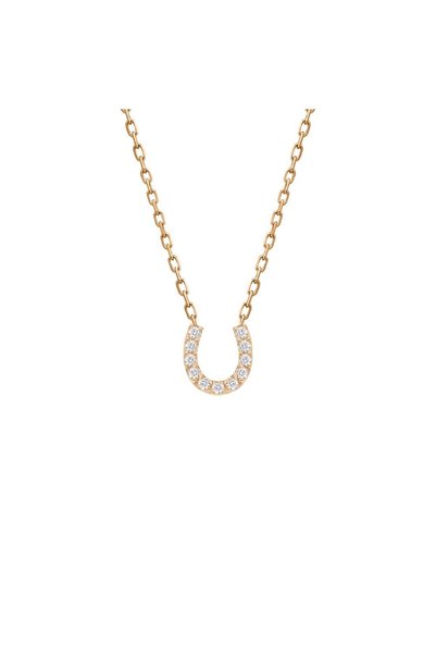 Jewelivery Diamond 18Kt Pink Gold Horseshoe Necklace DN1P101