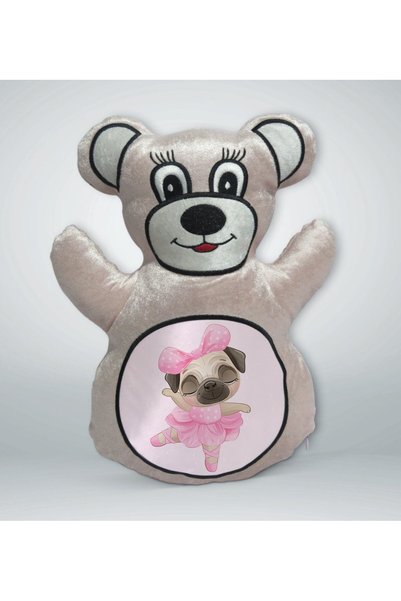 Bk Gift Cream-Colored Teddy Bear Pillow with Cute Dog Design - 2