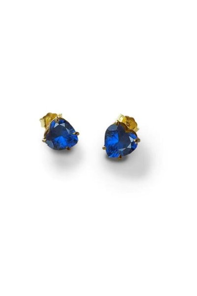 Jewelivery , Heart Design Earrings with Colored Stones, Shiny Glossy Finish, ...