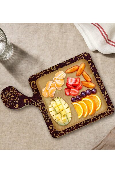 Bk Gift Square-Shaped Natural Wood Serving and Presentation Plate with Retro ...