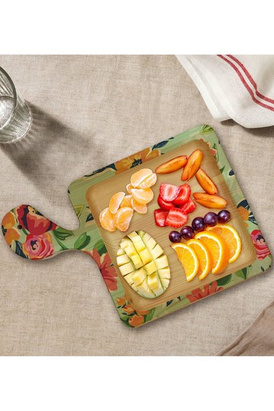 Bk Gift Square-Shaped Natural Wood Serving and Presentation Plate with Flower...