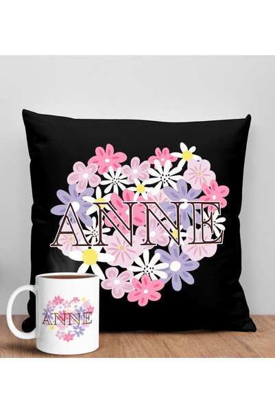 Bk Gift Mother's Day-Themed Black Decorative Cushion and Mug Set, Gift for Mo...