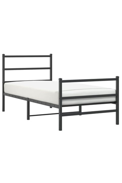 Syfax Cadru pat metalic cu tăblii de cap/picioare negru, 90x200 cm