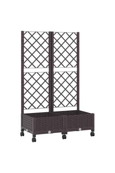 Syfax Vază de gradină cu spalier și roți Maro 80 x 40 x 131,5 cm PP