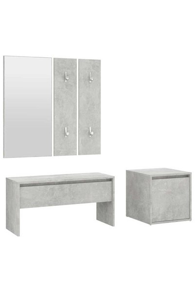 Syfax Set de mobilier pentru hol, gri beton, lemn prelucrat