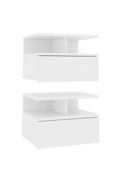 Syfax Noptiere suspendate, 2 buc., alb, 40x31x27 cm, lemn prelucrat