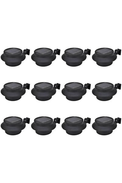 Syfax Lămpi solare de exterior pentru gard, 12 buc., negru, LED