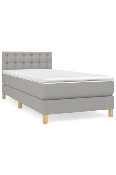 Syfax Somieră tip box spring cu saltea, gri deschis, 100x200 cm, textil