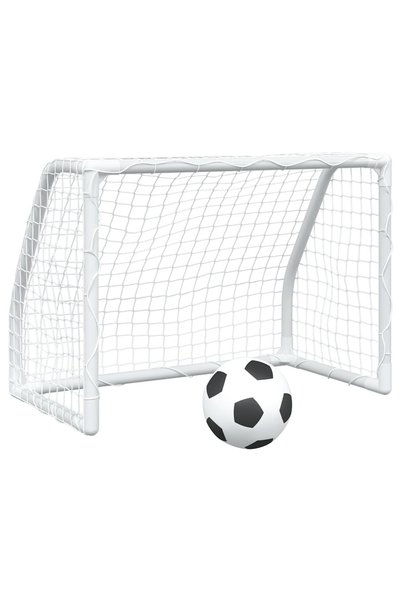 Syfax Porți de fotbal de copii 2 buc., cu minge alb 64x35x48 cm metal