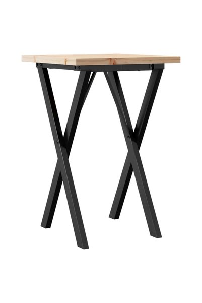Syfax Masă bucătărie, cadru X, 50x50x75,5 cm lemn masiv pin și Oţel