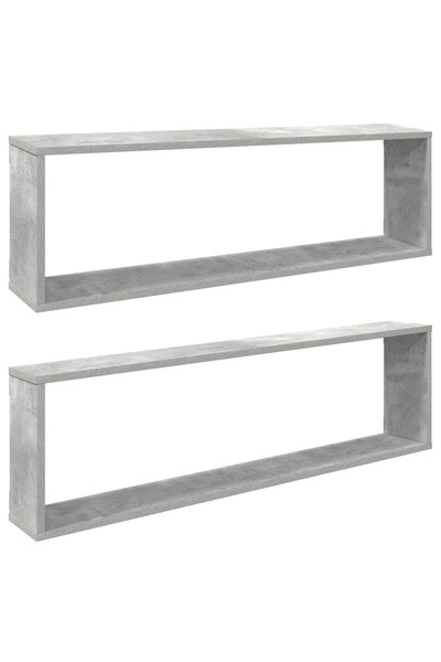 Syfax Rafturi de perete cub, 2 buc., gri beton, 100x15x30 cm, PAL