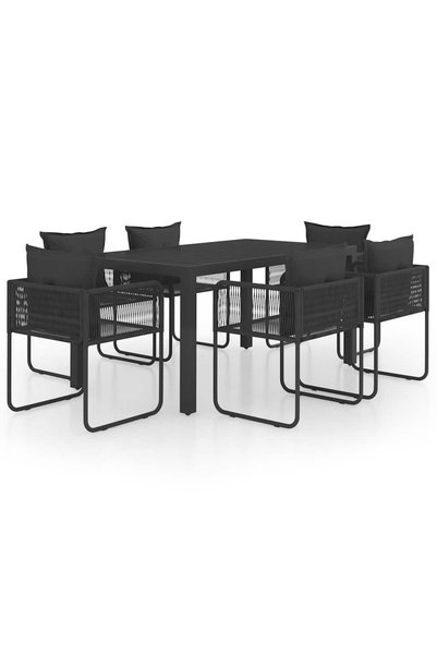Syfax Set mobilier de grădină, 7 piese, negru, ratan PVC
