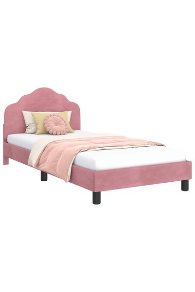 Syfax Cadru de pat pentru copii cu spătar Roz 90 x 200 cm Catifea