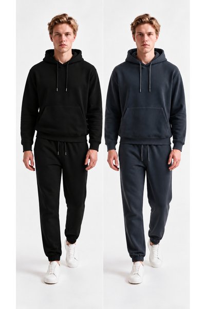 VESTRO Men's 2-Piece 3-Stripe Side-Pocket Sweatsuit Set