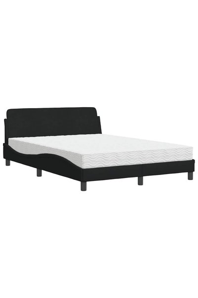 Syfax Pat cu saltea, Dover, negru, 140x200 cm, textil