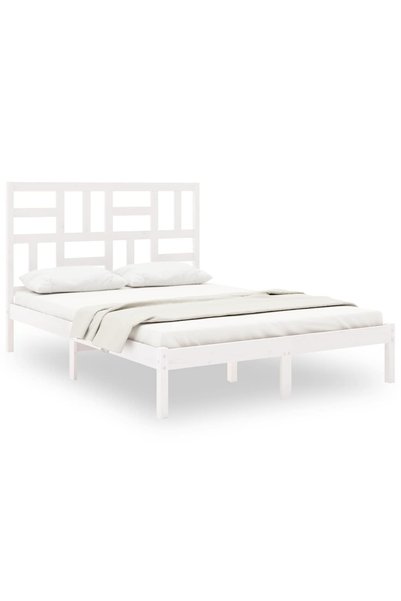 Syfax Cadru pat, alb, 140x190 cm, lemn masiv