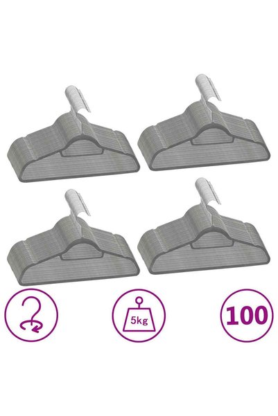 Syfax Set de umerașe anti-alunecare, 100 buc., gri, catifea