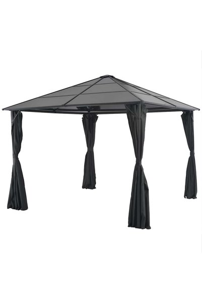 Syfax Pavilion cu perdea, negru, 3 x 3 m, aluminiu