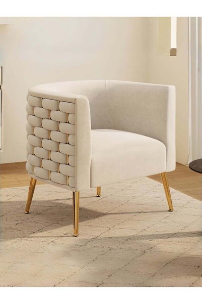 Generic Brand SEYNAR Modern Velvet Accent Chair, Tufted Barrel Armchair for L...