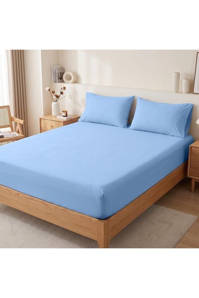 EBREEZZ King Size Fitted Sheet Set 200x203x30 cm with 4 Pillowcases from