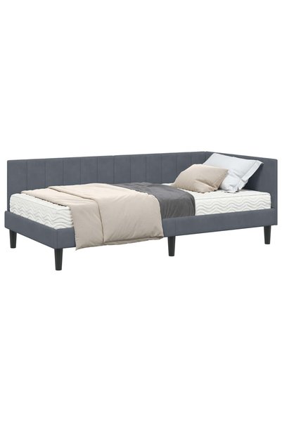 Syfax Cadru de pat colțar cu saltea 2 buc. Gri închis 90 x 190 cm