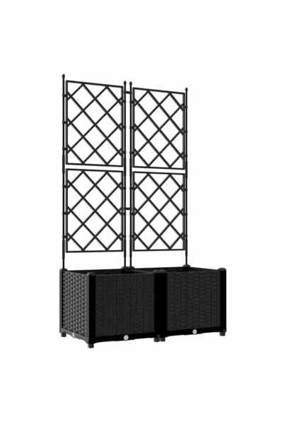 Syfax Vază pentru Grădină 2 buc. Negru 80 x 40 x 143 cm PP