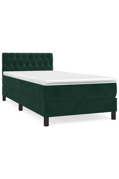Syfax Pat box spring cu saltea, verde închis, 90x200 cm, catifea