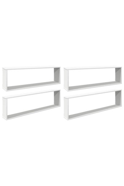 Syfax Rafturi de perete cub, 4 buc., alb, 100x15x30cm lemn prelucrat