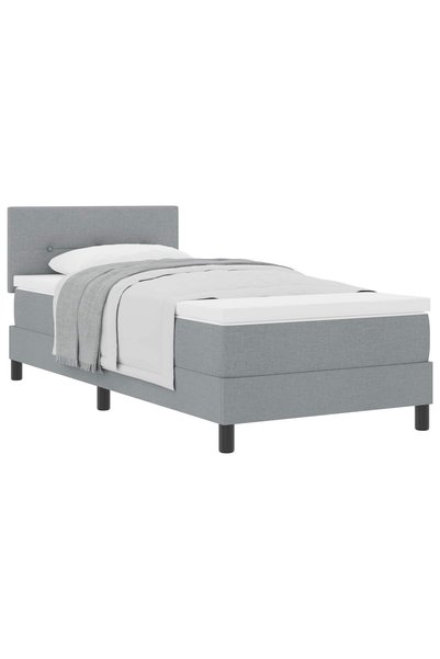 Syfax Pat cu arcuri cu headboard Gri deschis 90 x 190 cm țesătură