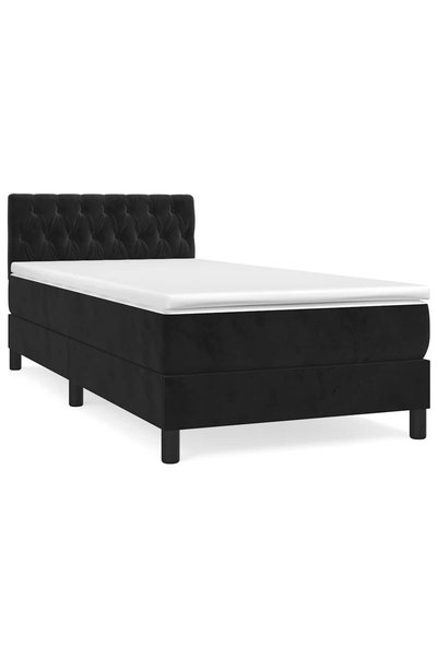 Syfax Pat box spring cu saltea, negru, 90x200 cm, catifea